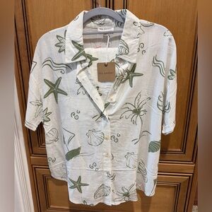 Blu Pepper Olive and Cream Nautical Print Blouse and Shorts Set